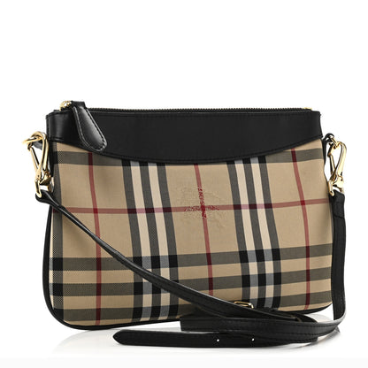 Burberry Horseferry Check Peyton Crossbody Clutch Bag Black 3 of 12