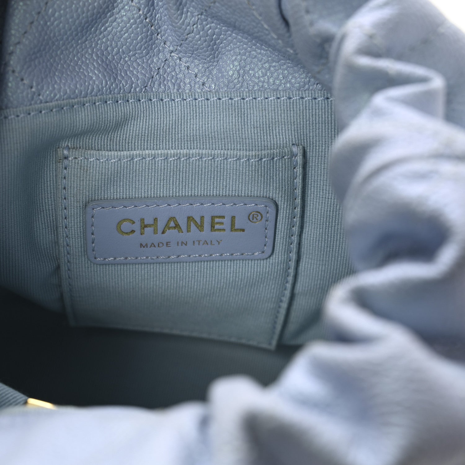 Chanel Iridescent Caviar Quilted My Perfect CC Bucket Drawstring Bag Light Blue 6 of 11