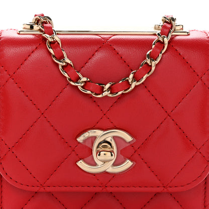 Chanel Lambskin Quilted Mini Trendy CC Clutch With Chain Red 6 of 11