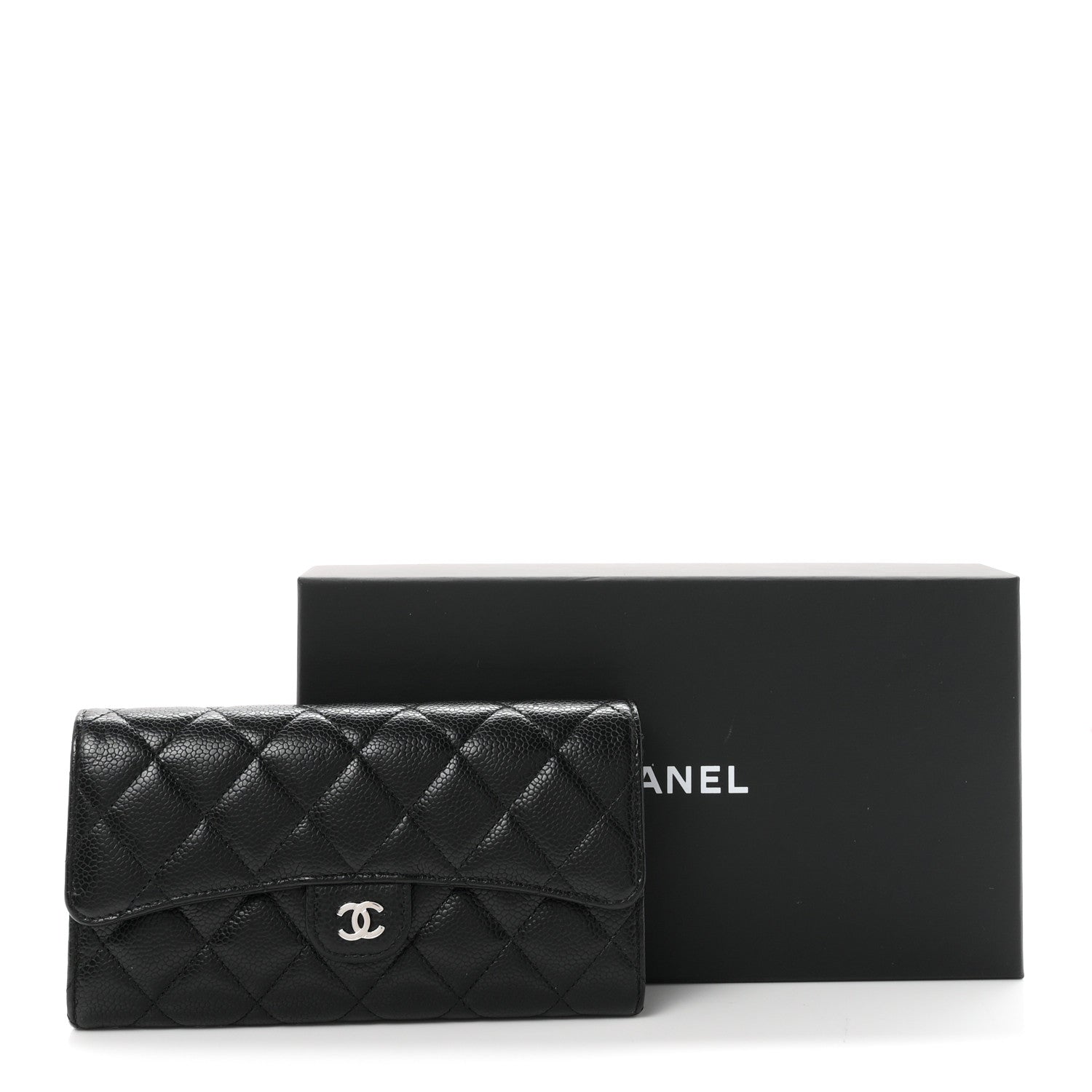 Chanel Caviar Quilted Large Gusset Flap Wallet Black 9 of 9