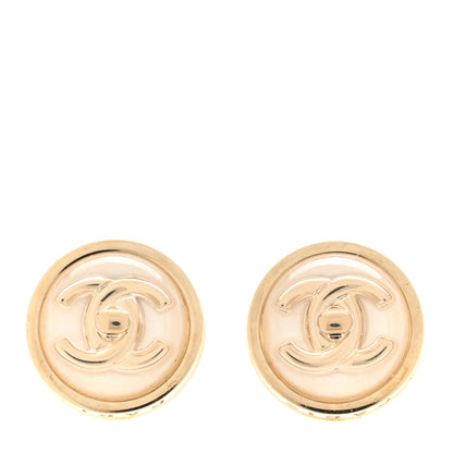 Chanel Resin CC Turnlock Earrings White Gold 1 of 5