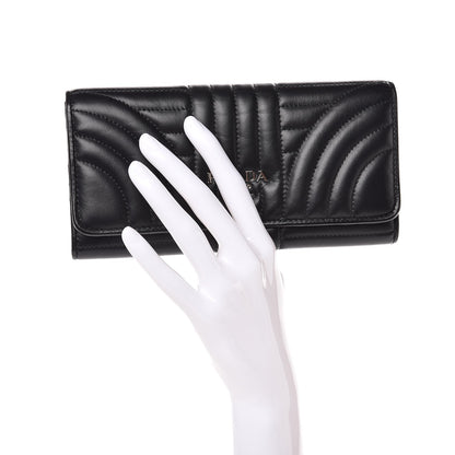 Prada Soft Calfskin Diagramme Continental Wallet Black 2 of 9