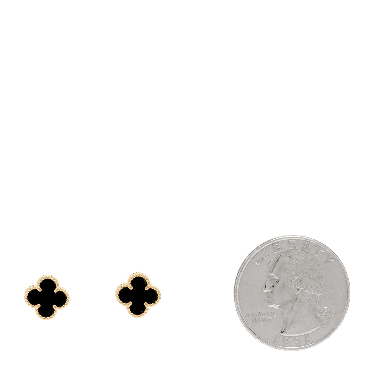 Van Cleef & Arpels 18K Yellow Gold Black Onyx Sweet Alhambra Earrings 2 of 5