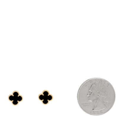 Van Cleef & Arpels 18K Yellow Gold Black Onyx Sweet Alhambra Earrings 2 of 5