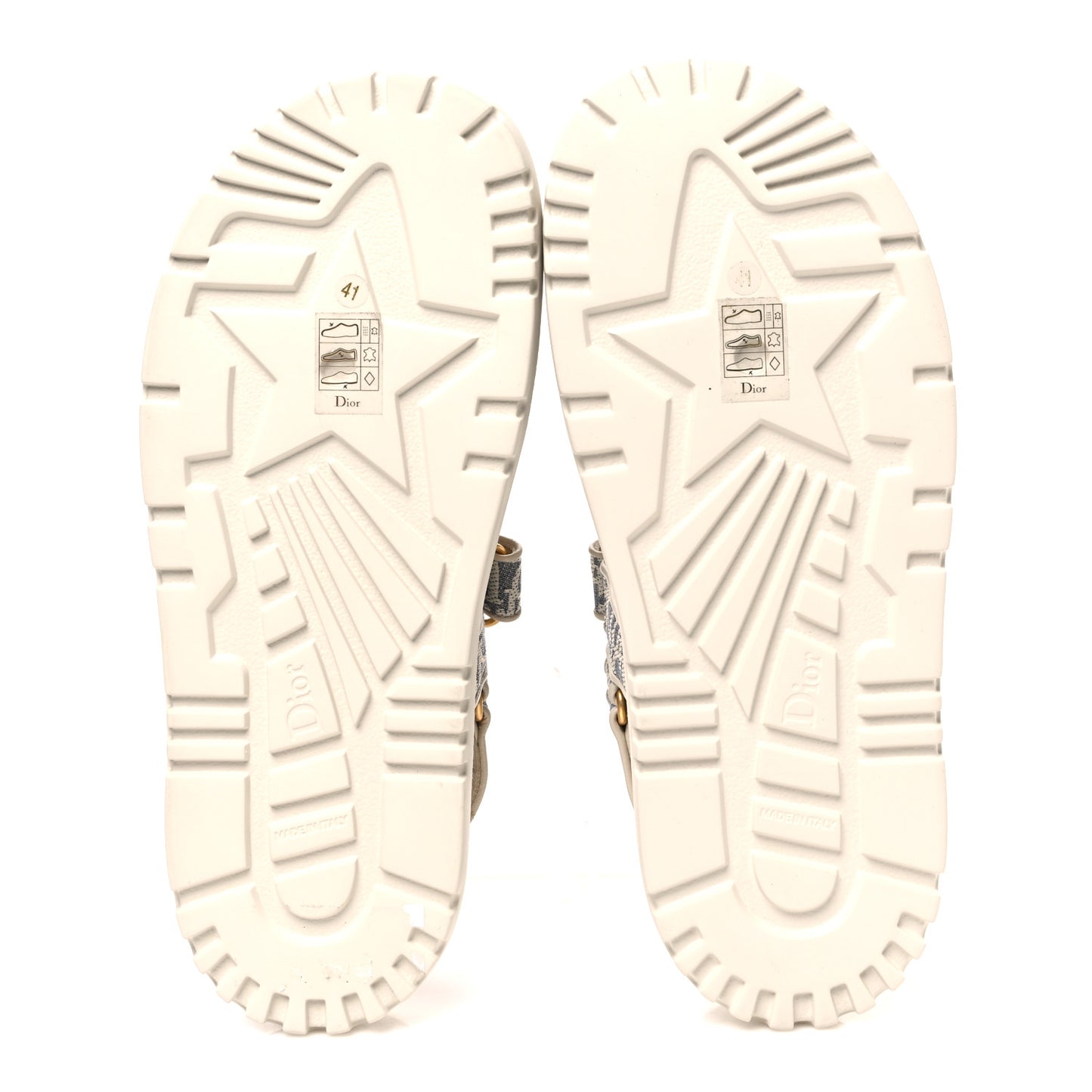 Oblique Raffia Chambray Jacquard Dioract Sandals 41 Blue Ecru