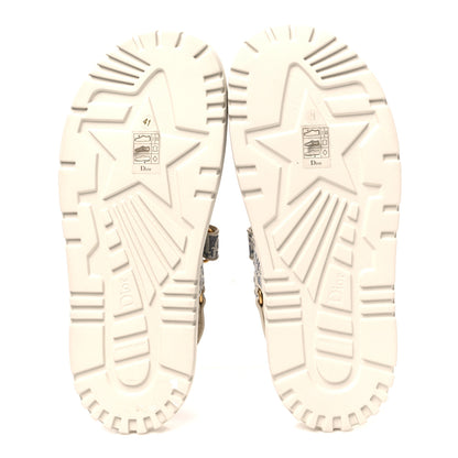 Christian Dior Oblique Raffia Chambray Jacquard Dioract Sandals 41 Blue Ecru 7 of 12