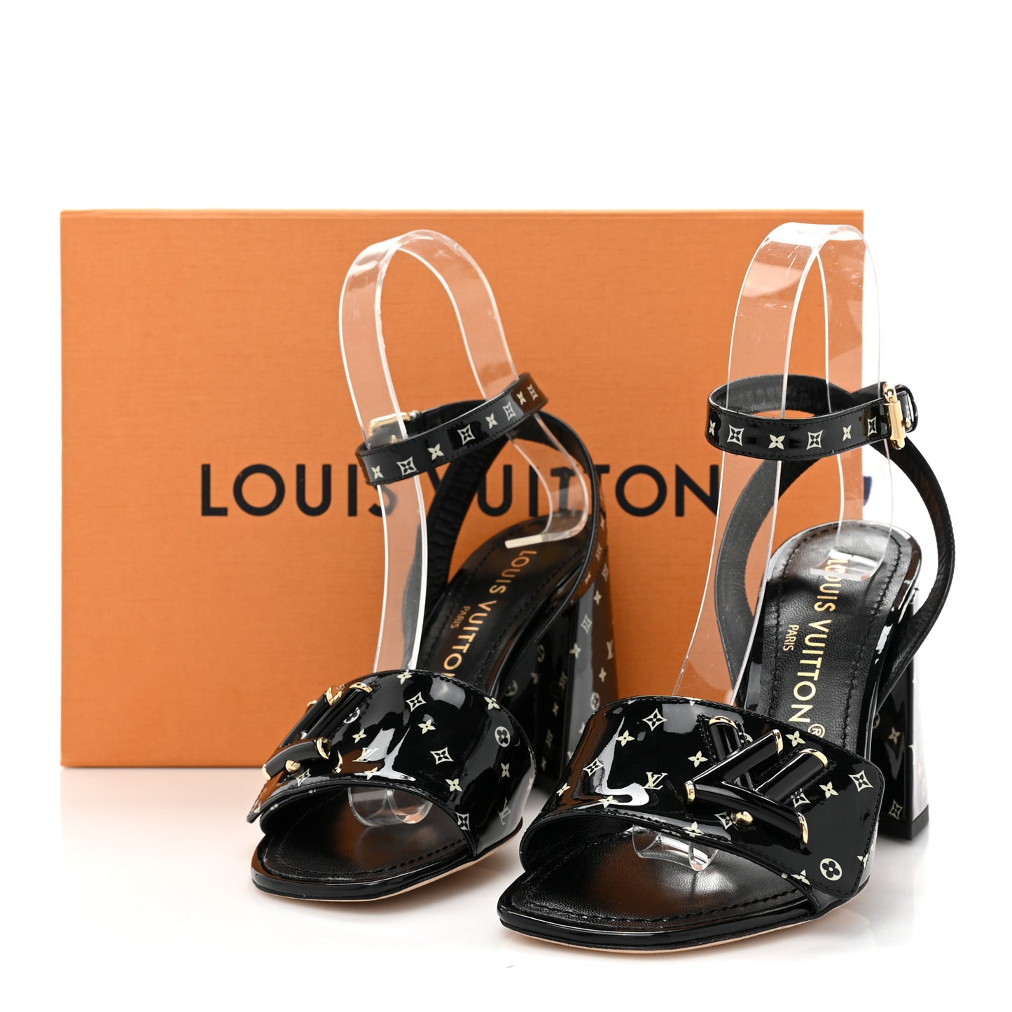Patent Calfskin Shake Platform Sandal 36 Black White
