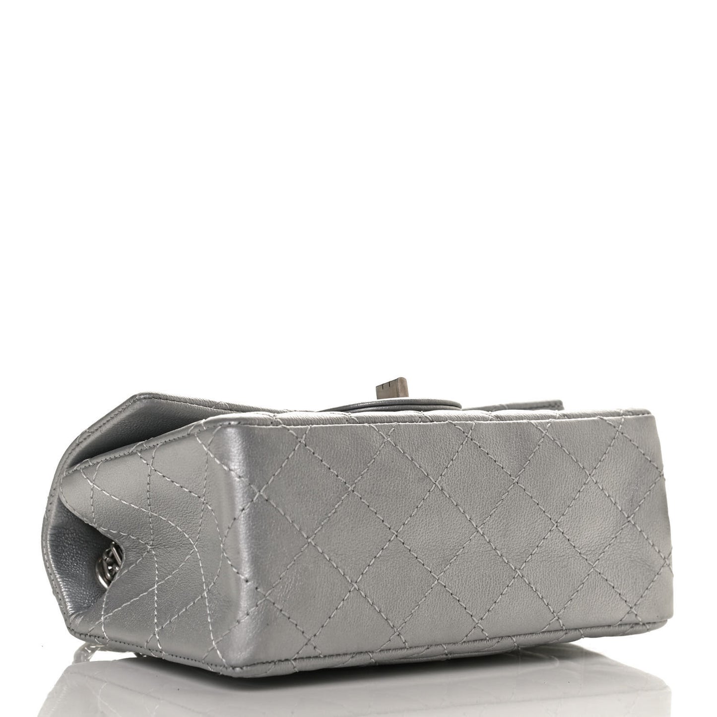 Metallic Grained Calfskin Quilted 2.55 Reissue Mini Flap Silver