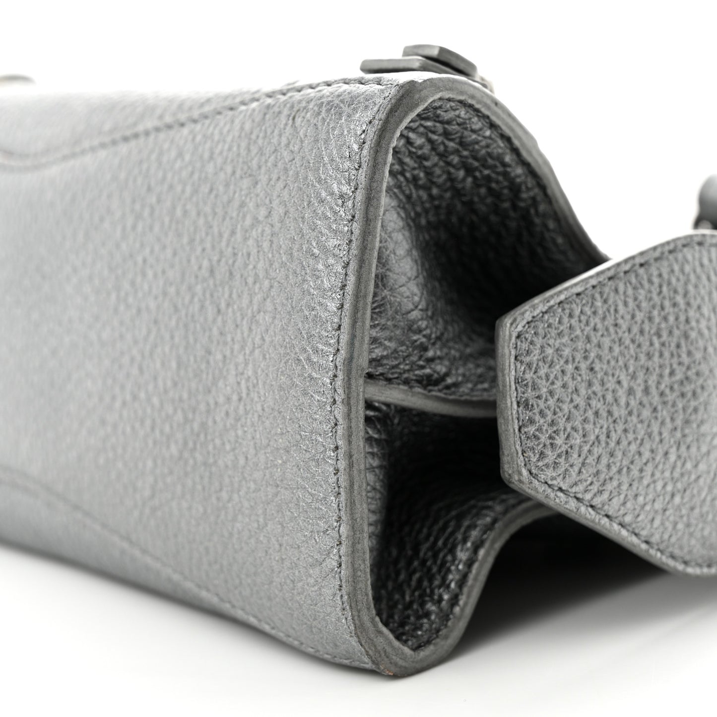 Metallic Grained Calfskin Neo Classic Silver Hardware Mini City Silver