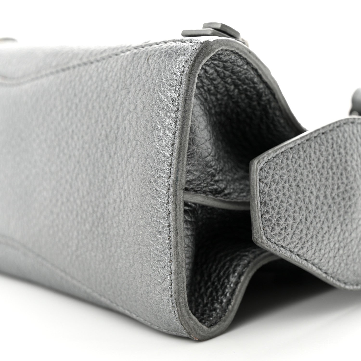 Balenciaga Metallic Grained Calfskin Neo Classic Silver Hardware Mini City Silver 10 of 13