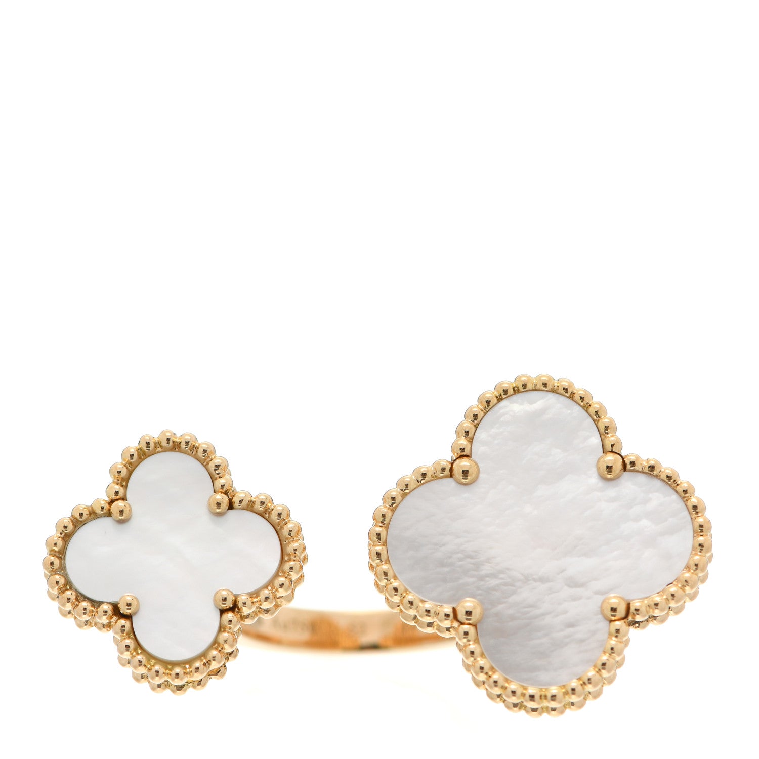 Van Cleef & Arpels 18K Yellow Gold Mother of Pearl Magic Alhambra Between the Finger Ring 52 6 1 of 6