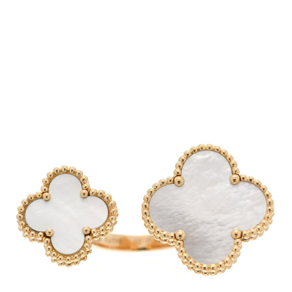 Van Cleef & Arpels 18K Yellow Gold Mother of Pearl Magic Alhambra Between the Finger Ring 52 6 1 of 6
