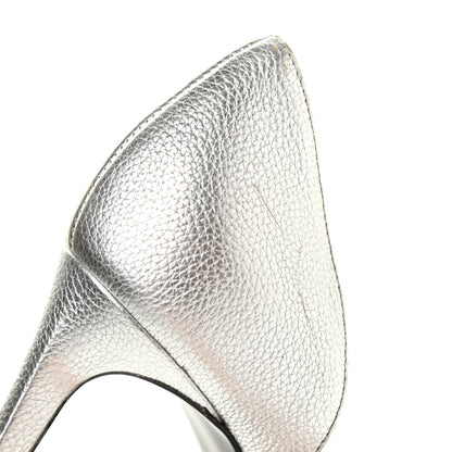 Saint Laurent Metallic Grained Calfskin Janis 105 D'Orsay Pumps 36.5 Argento 11 of 18