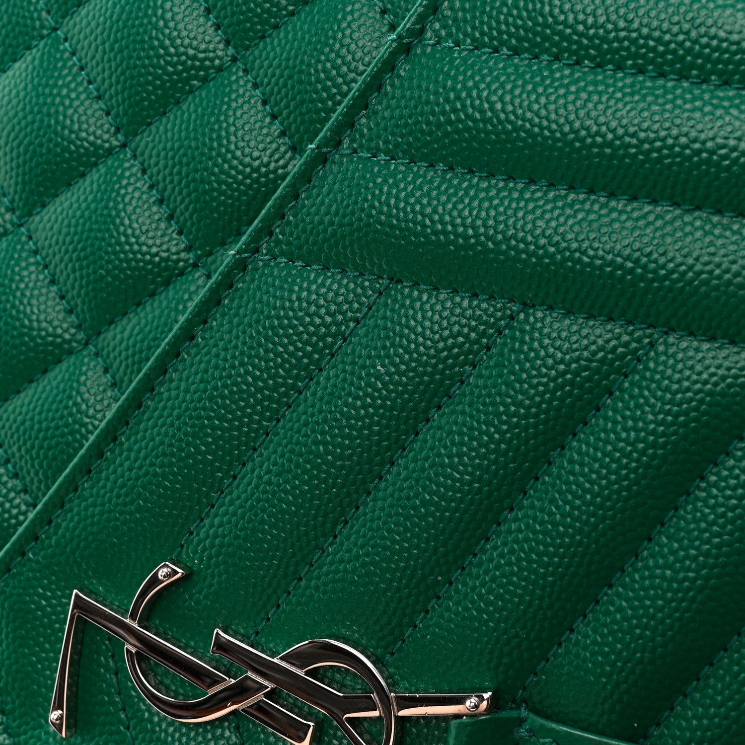 Saint Laurent SAINT LAURENT Grain De Poudre Textured Mixed Matelasse Triquilt Monogram Clutch Green Field 10 of 11