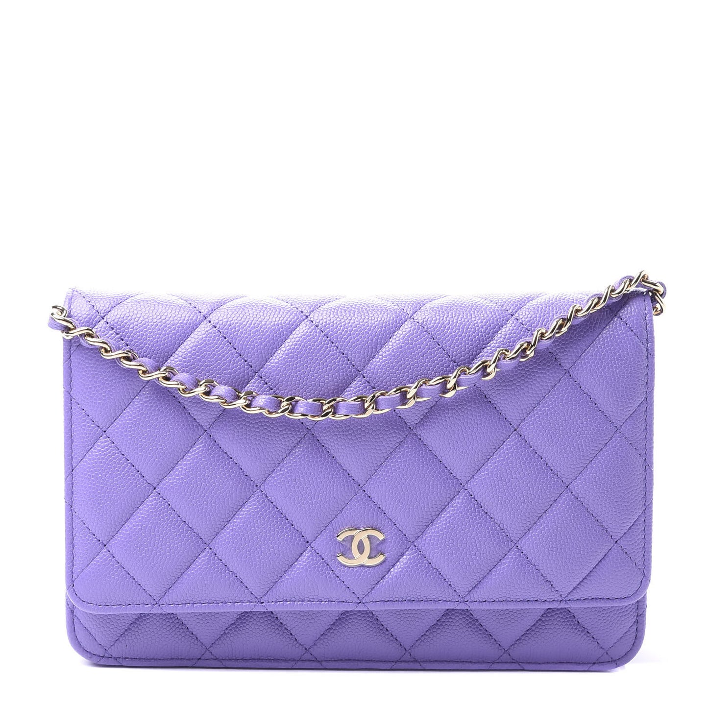 Caviar Quilted Wallet On Chain WOC Purple