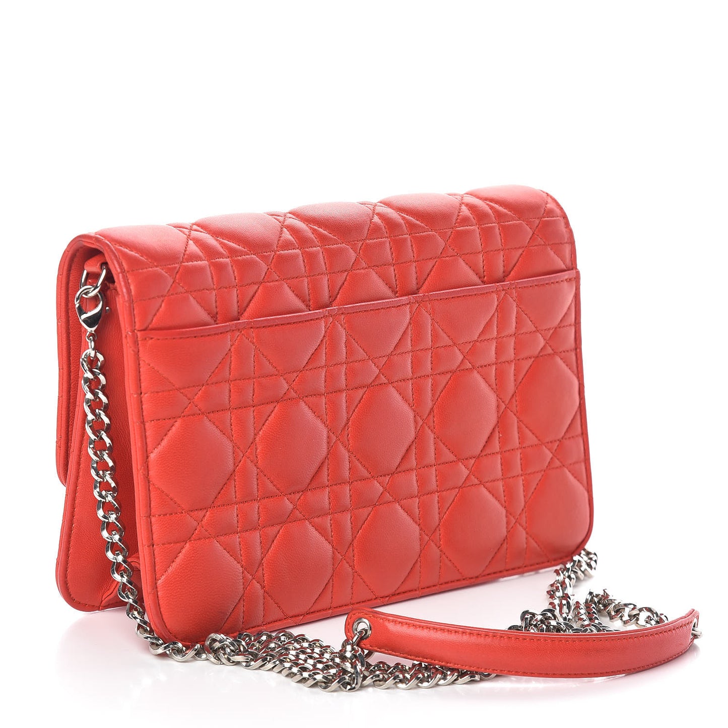 Lambskin Cannage Miss Dior Promenade Pouch Vermillion