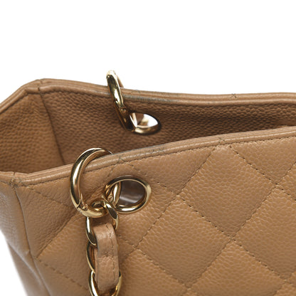 Chanel Caviar Quilted Petit Shopping Tote PST Dark Beige 10 of 17