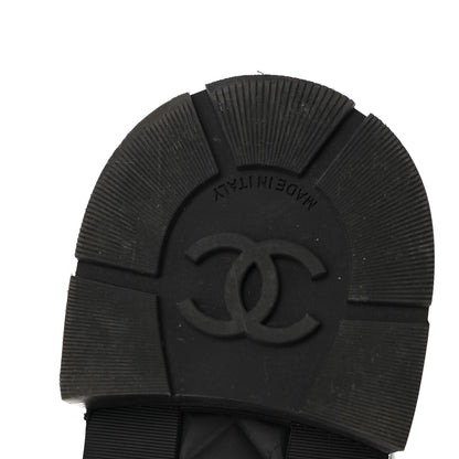 Chanel Shiny Calfskin Patent Quilted Chain Lace Up Combat Boots 39 Black 11 of 15