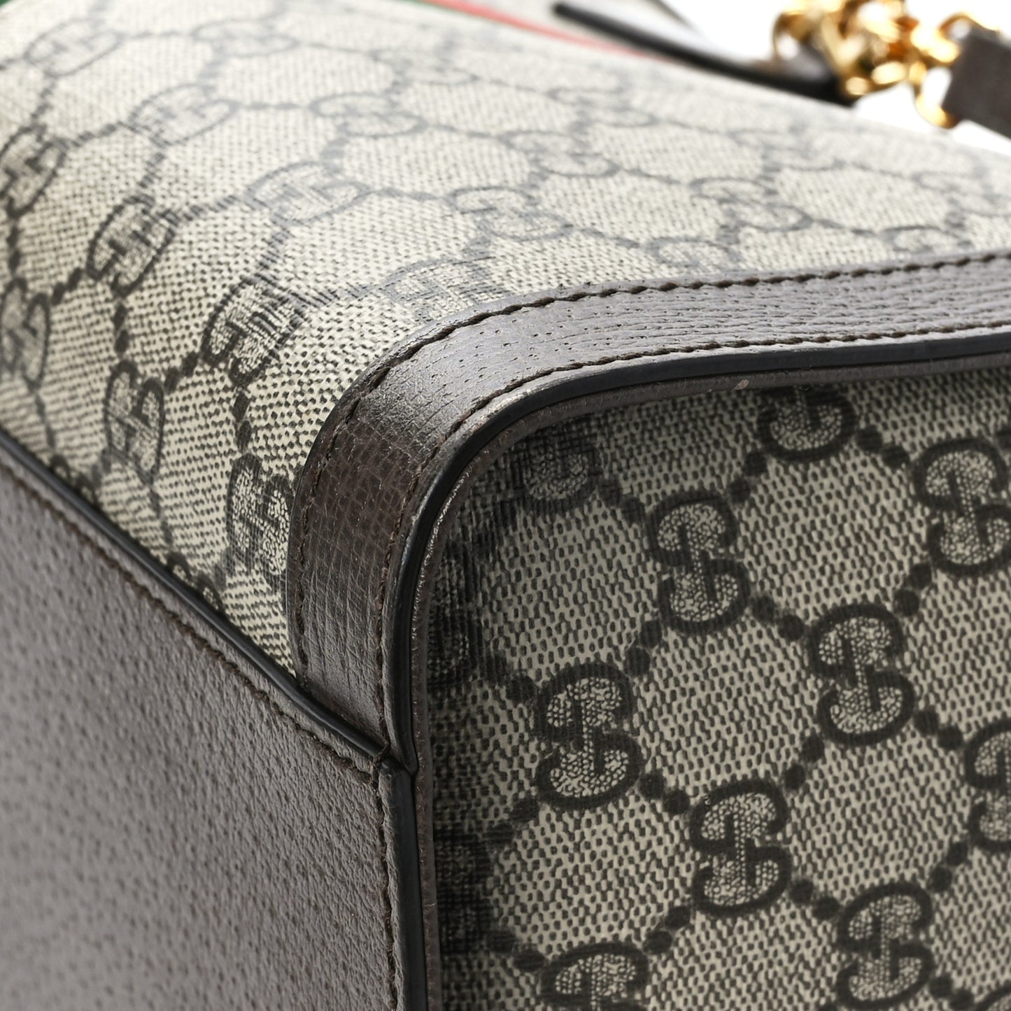 GG Supreme Monogram Web Medium Ophidia Tote Bag Brown