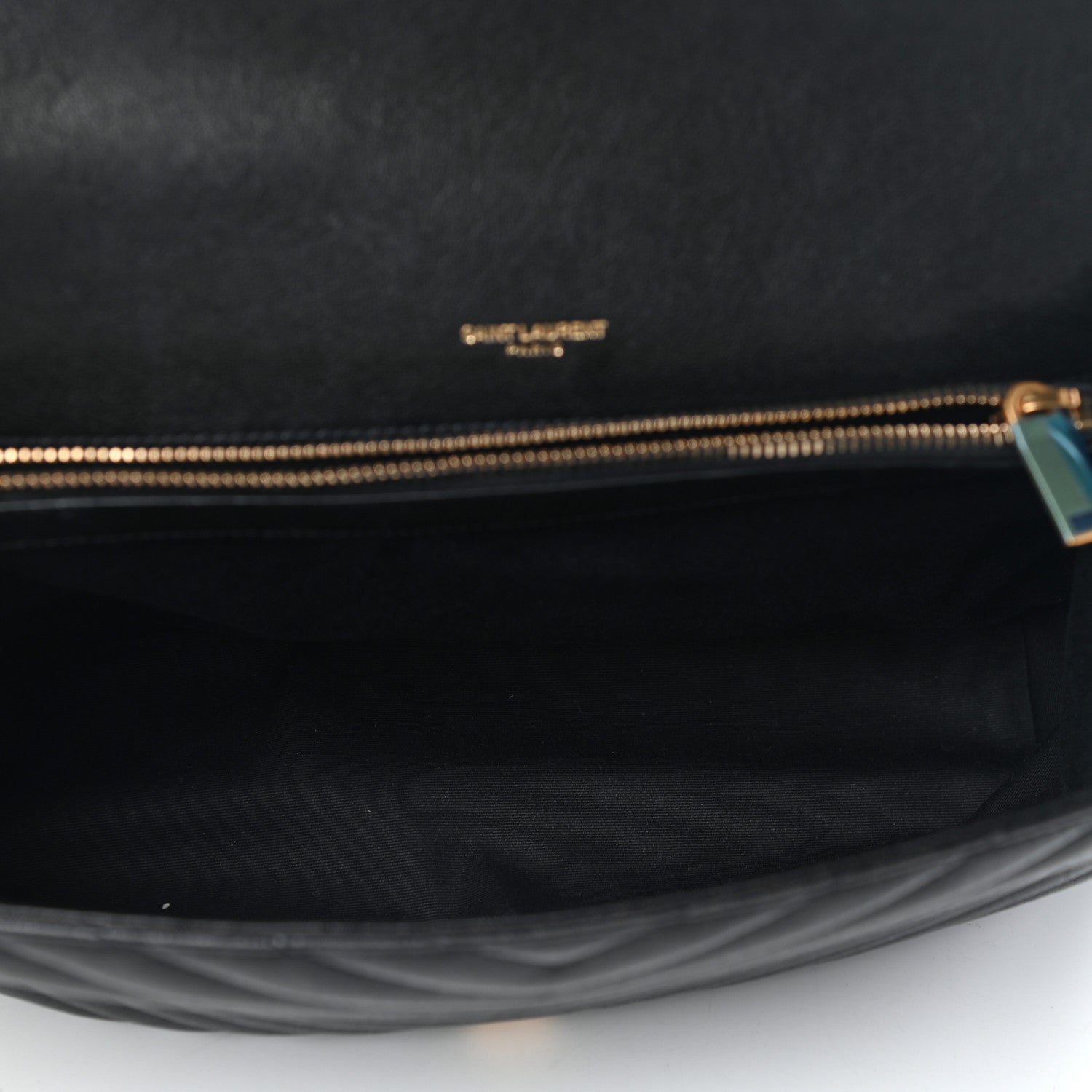 Saint Laurent Sheepskin Matelasse Chevron Monogram Large College Satchel Black 5 of 9