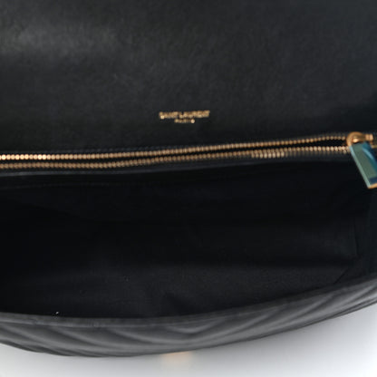 Saint Laurent Sheepskin Matelasse Chevron Monogram Large College Satchel Black 5 of 9