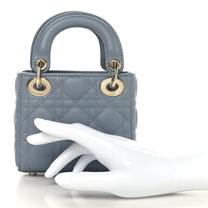 Christian Dior Lambskin Cannage Micro Lady Dior Cloud Gray 2 of 11