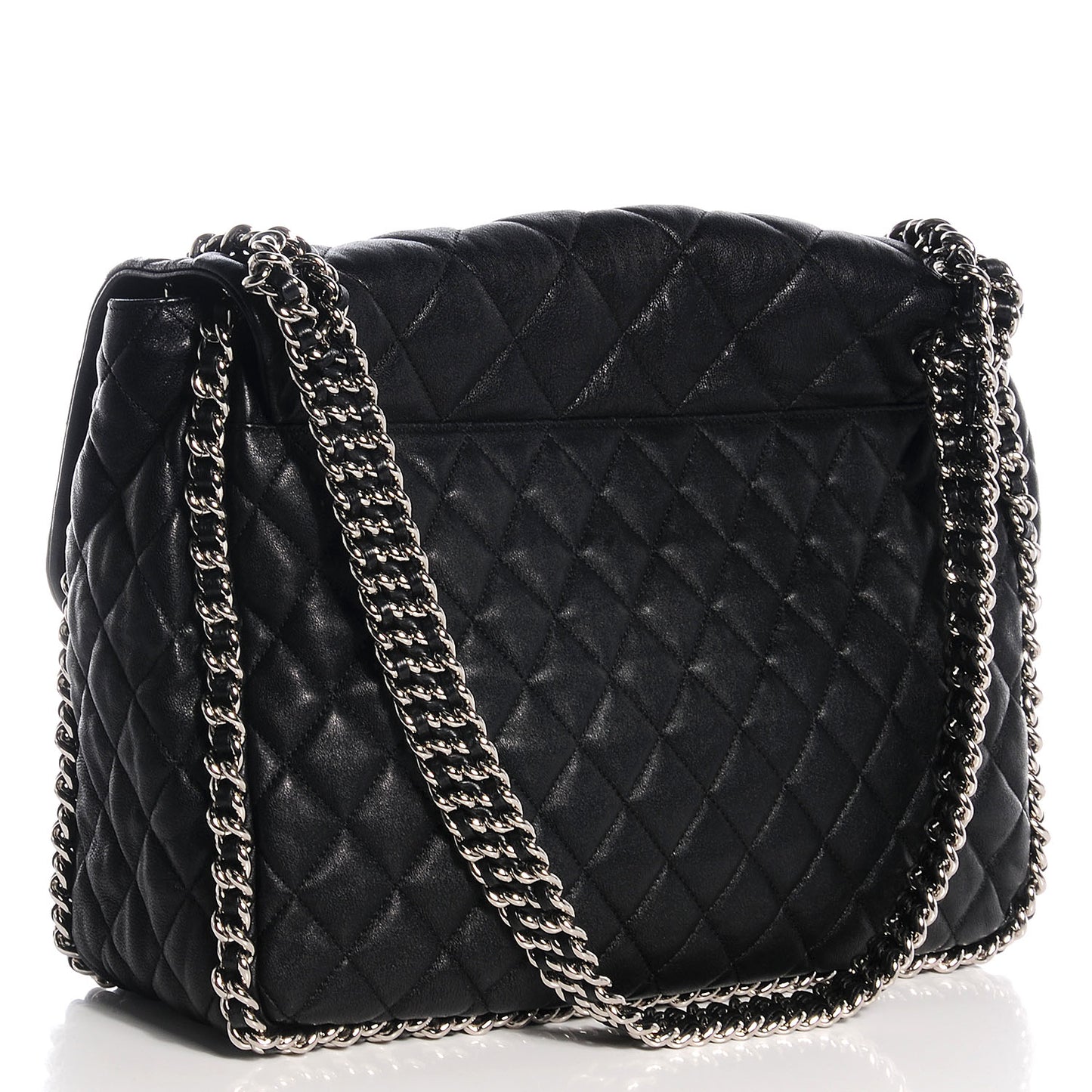 Lambskin Chain Around Maxi Flap Bag Black