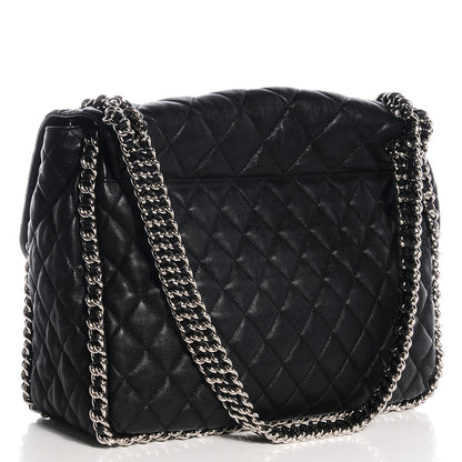 Chanel Lambskin Chain Around Maxi Flap Bag Black 3 of 8
