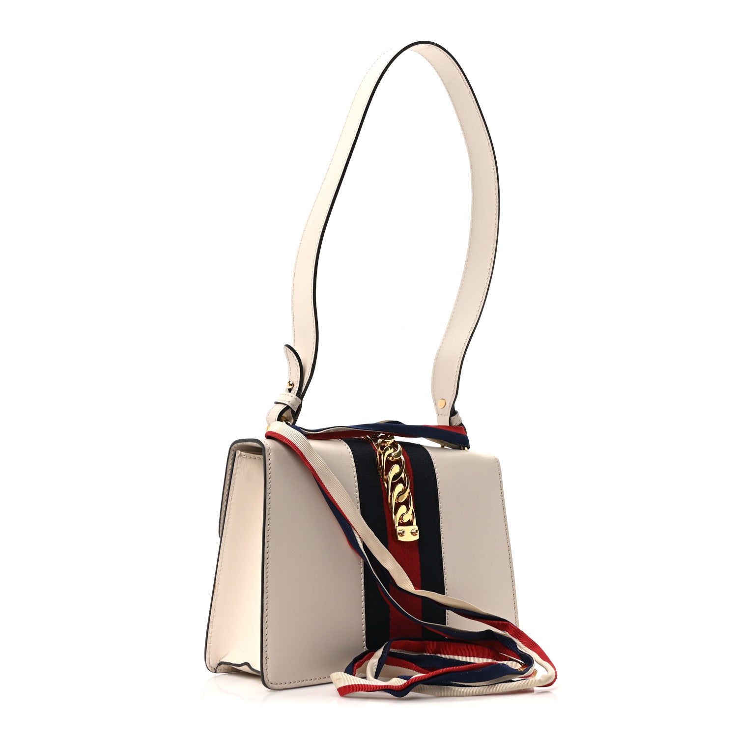Gucci Calfskin Small Sylvie Shoulder Bag Off White 3 of 10