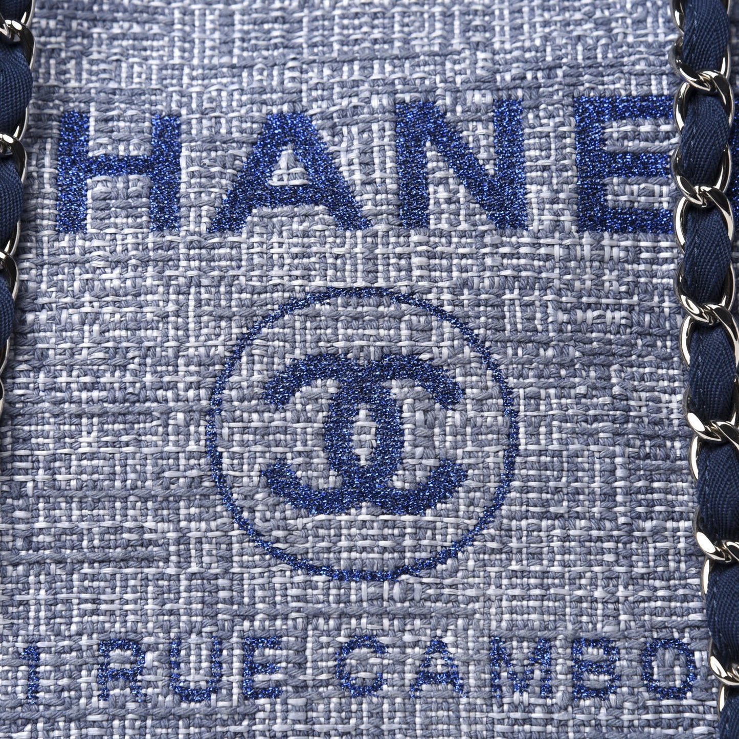 Woven Straw Raffia Medium Deauville Tote Blue