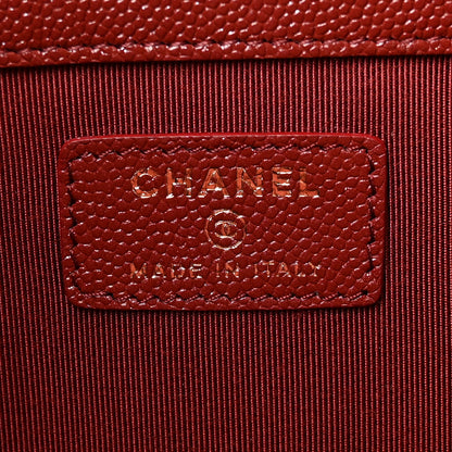 Chanel Iridescent Caviar Quilted Large Cosmetic Case Dark Red 6 of 8