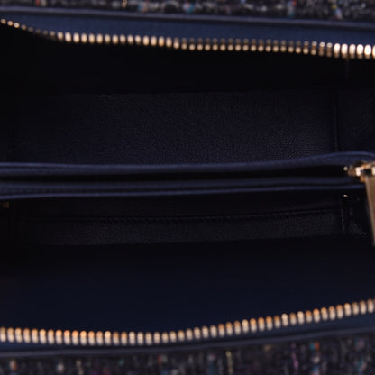 Chanel Tweed Snakeskin Quilted Medium CC Filigree Vanity Case Dark Navy 5 of 19