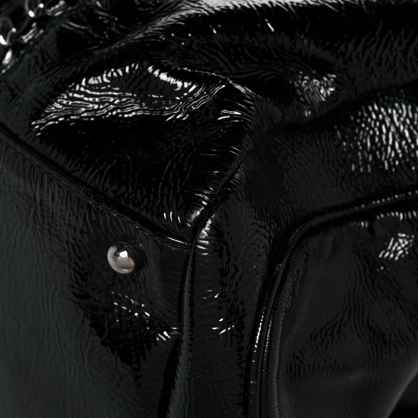 Patent Calfskin Large Luxe Ligne Tote Black
