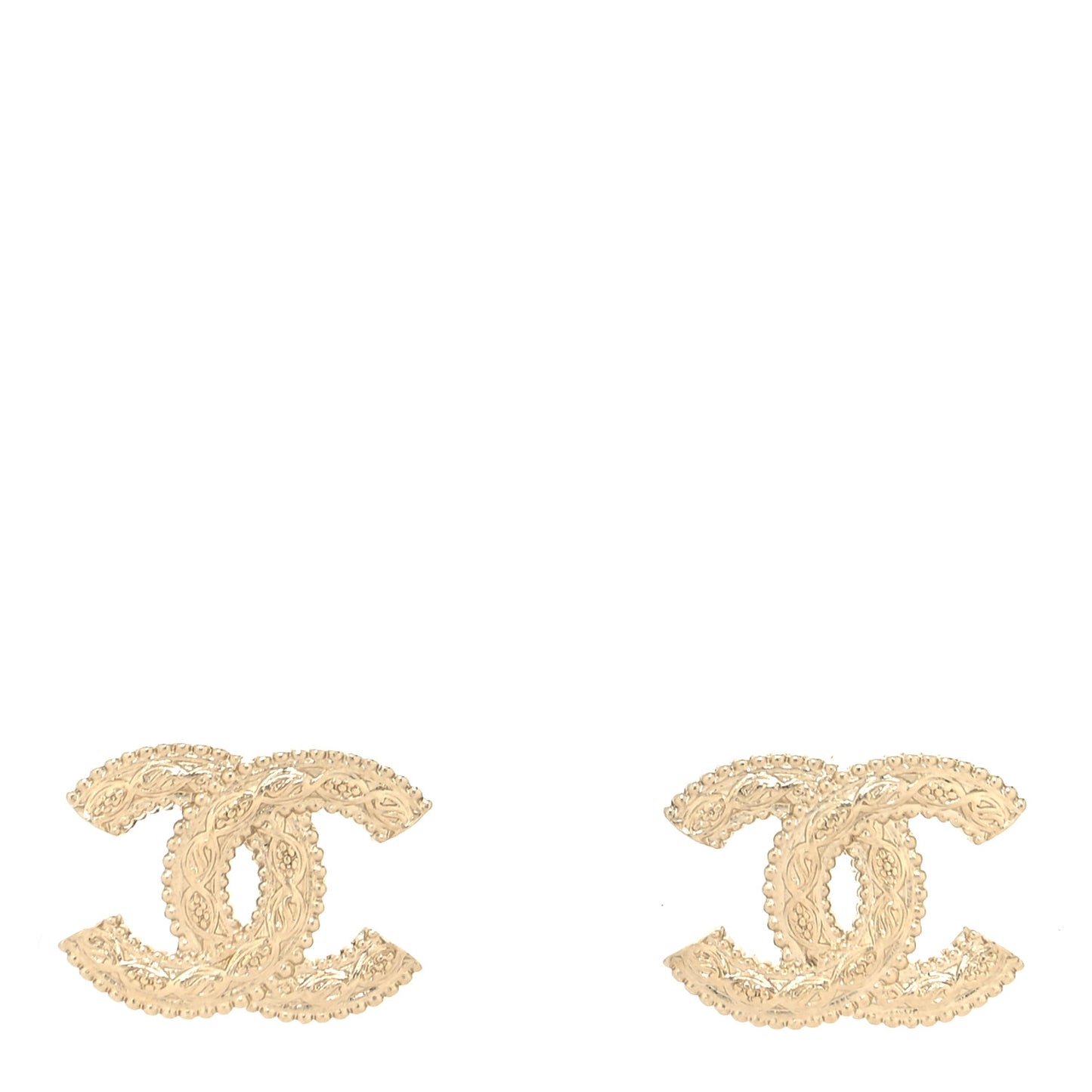 Metal Textured CC Earrings Gold