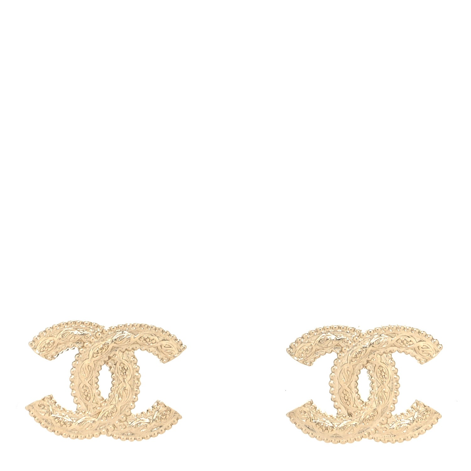 Chanel Metal Textured CC Earrings Gold 1 of 4
