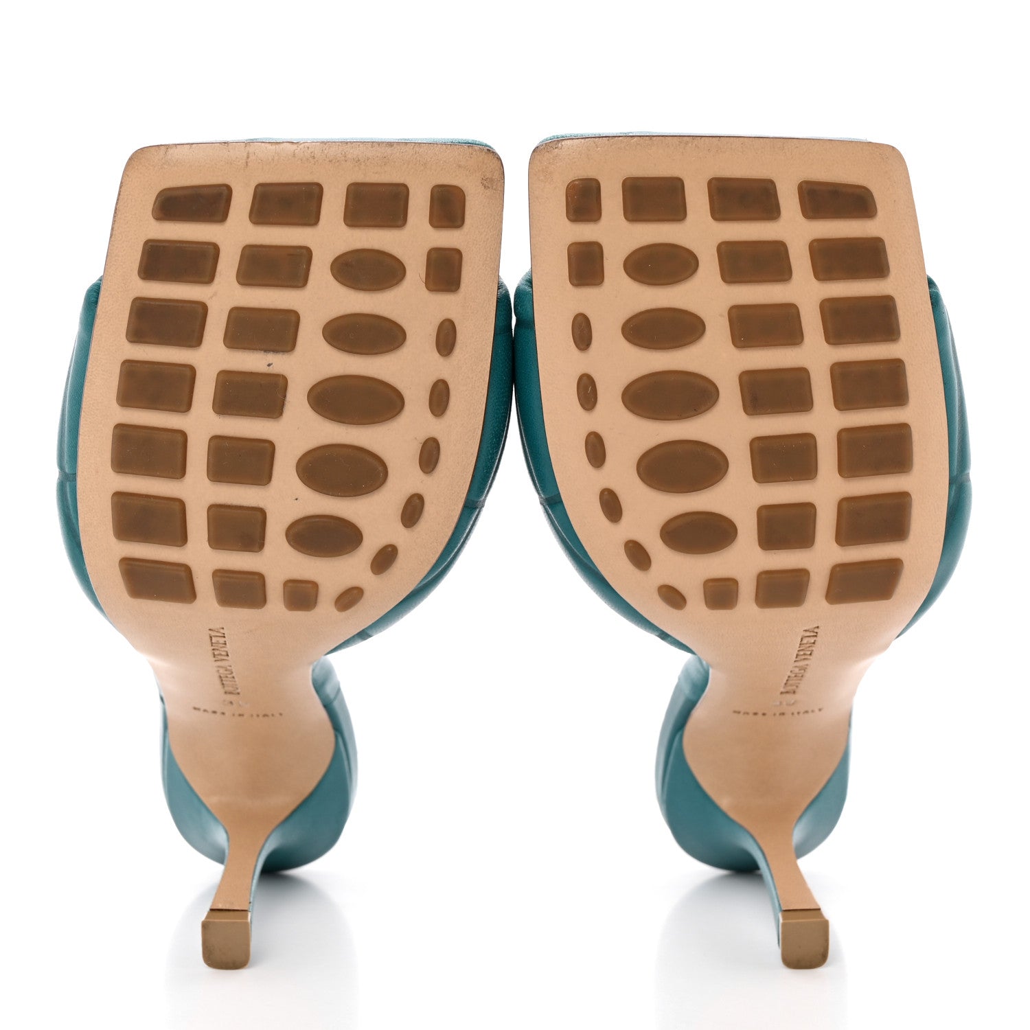 Bottega Veneta Nappa Quilted Rubber Lido Mule Sandals 39 39 Duck Green 5 of 11