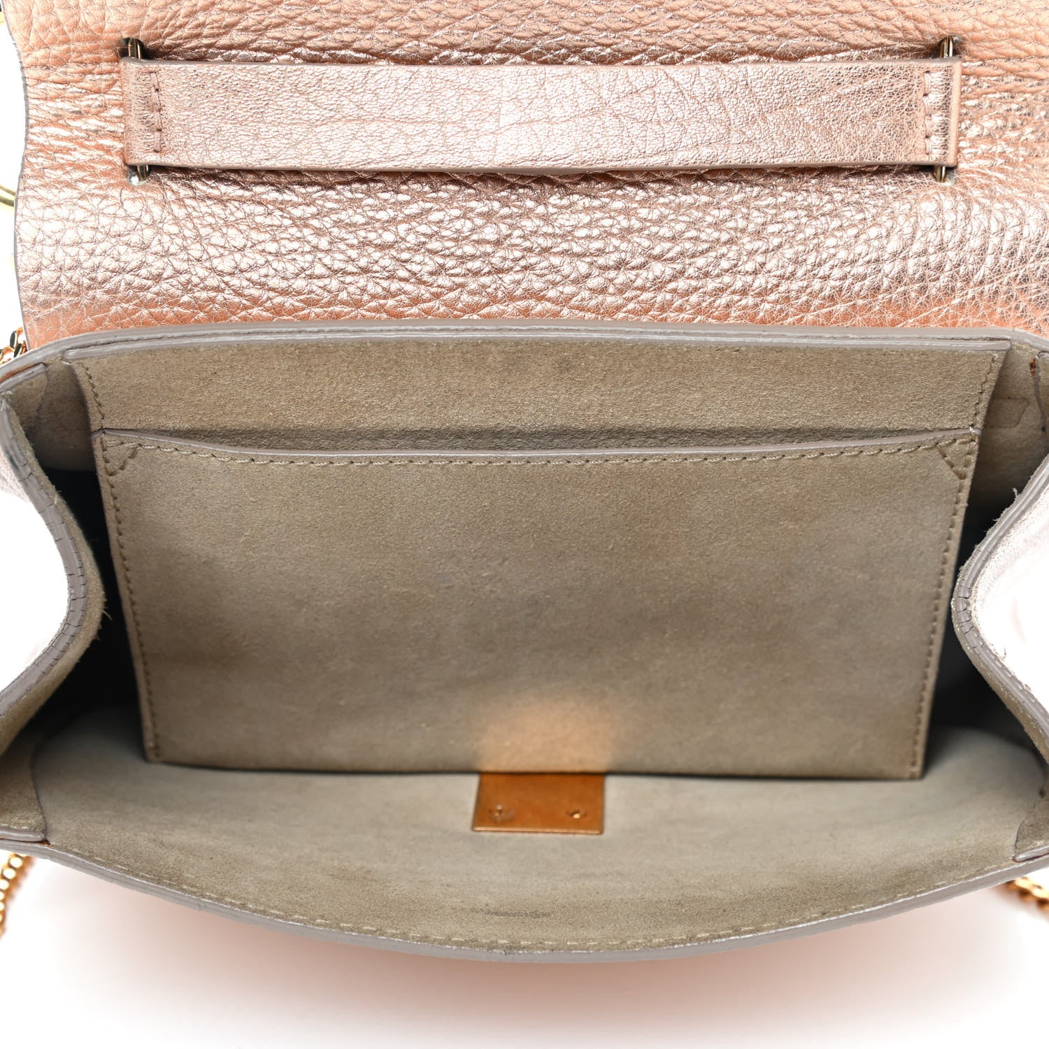 Chloe Metallic Grained Goatskin Drew Shoulder Bag Rose Gold 4 of 4