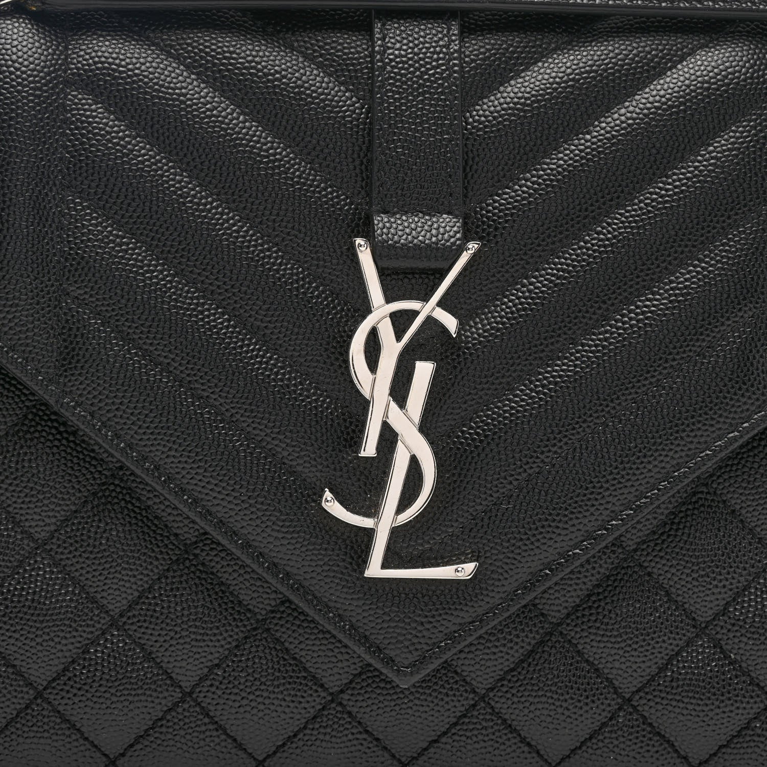 Saint Laurent Grain De Poudre Textured Mixed Matelasse Triquilt Medium Monogram Satchel Black 6 of 8