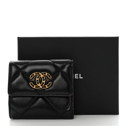 Chanel Lambskin Quilted Chanel 19 Small Flap Wallet Black 8 of 8