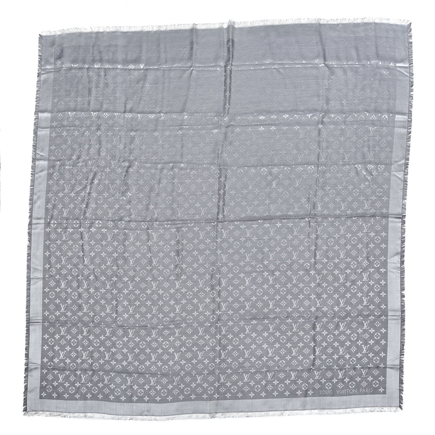 Louis Vuitton Silk Wool Monogram Shawl Pearl Grey 1 of 4