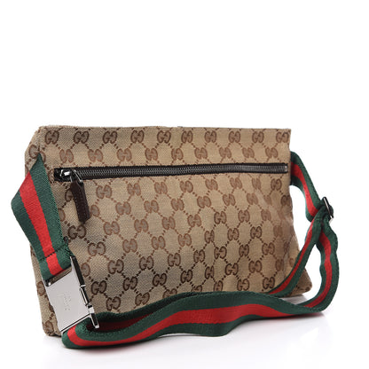 Gucci GG Monogram Web Double Pocket Belt Bag Dark Brown 2 of 7