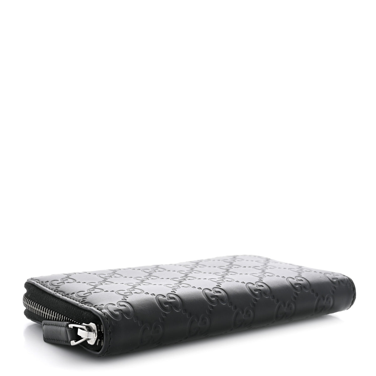 Gucci GG Calfskin Embossed Emblem Zip Around Wallet Black 4 of 9