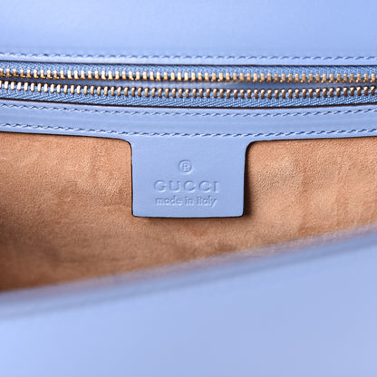 Gucci Calfskin Embroidered Medium Sylvie Top Handle Bag Clear Sky Blue 6 of 13