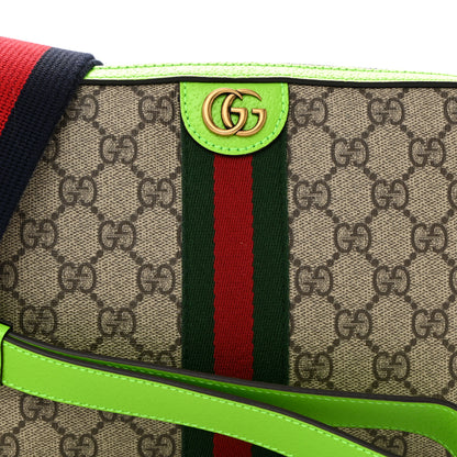 Gucci GG Supreme Monogram Textured Dollar Calfskin Web Ophidia Wristlet Shoulder Bag Beige Ebony Green 8 of 10