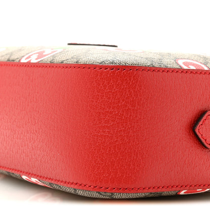 Gucci GG Supreme Monogram Apple Small Retro Interlocking G Shoulder Bag Beige Multicolor Lobster Red 10 of 13