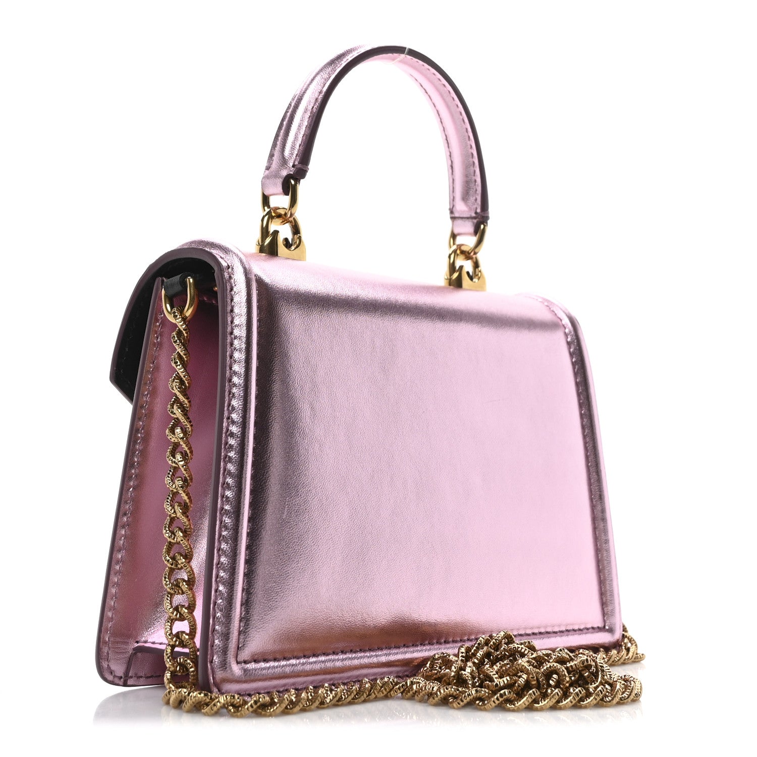 Dolce & Gabbana Metallic Nappa Small Devotion Top Handle Bag Pink 3 of 9