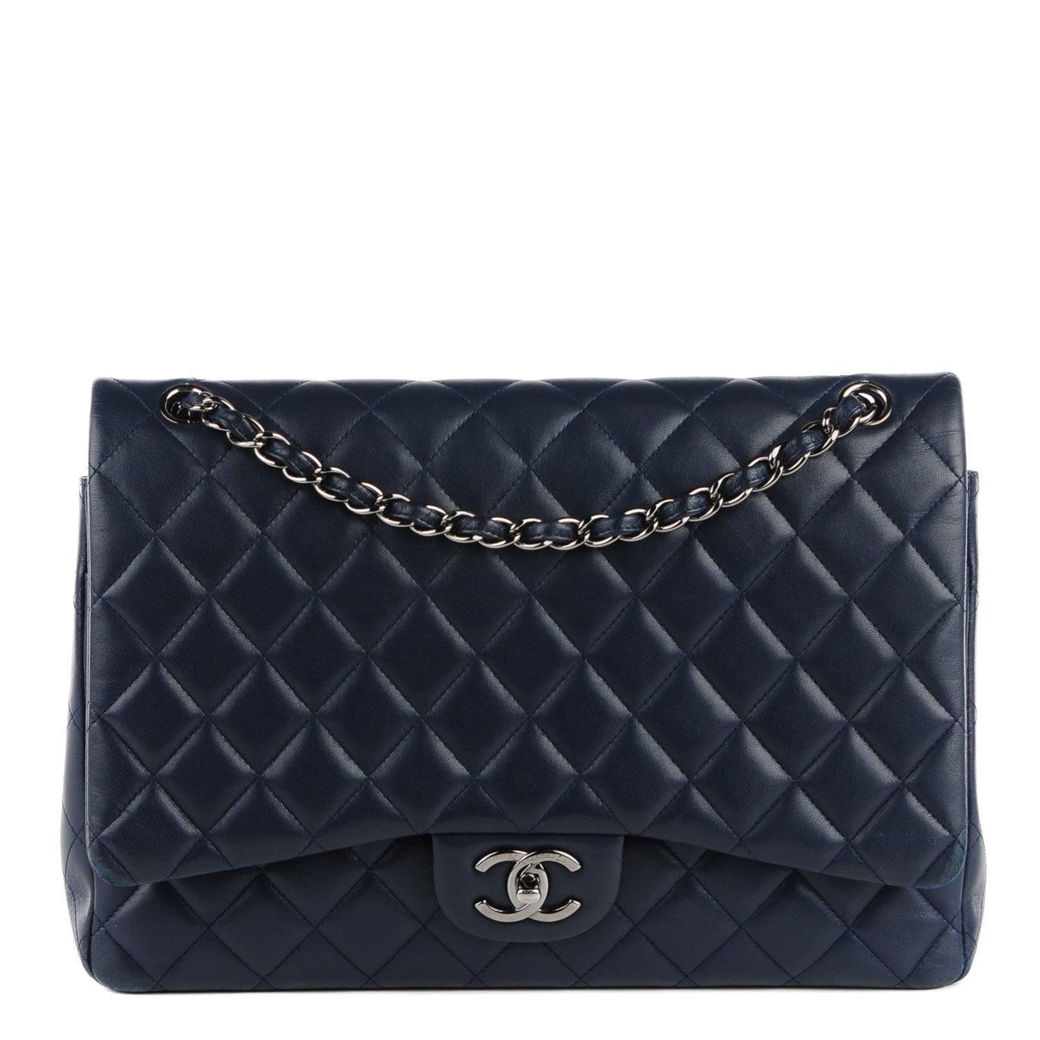 Chanel Lambskin Quilted Maxi Double Flap Dark Blue 1 of 8