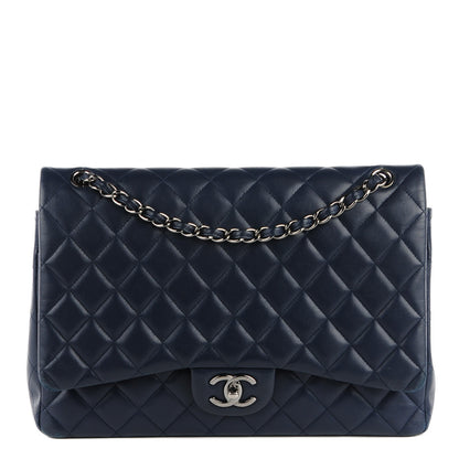 Chanel Lambskin Quilted Maxi Double Flap Dark Blue 1 of 8