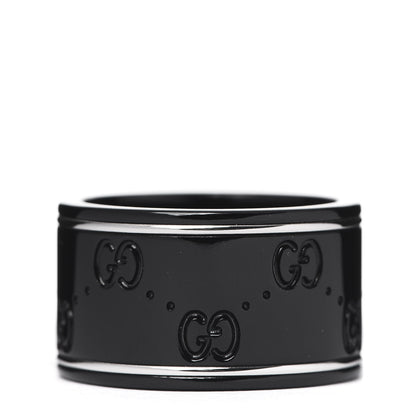 Gucci Black Synthetic Corundum 18K White Gold 12mm Icon Band Ring 55 7.25 2 of 4