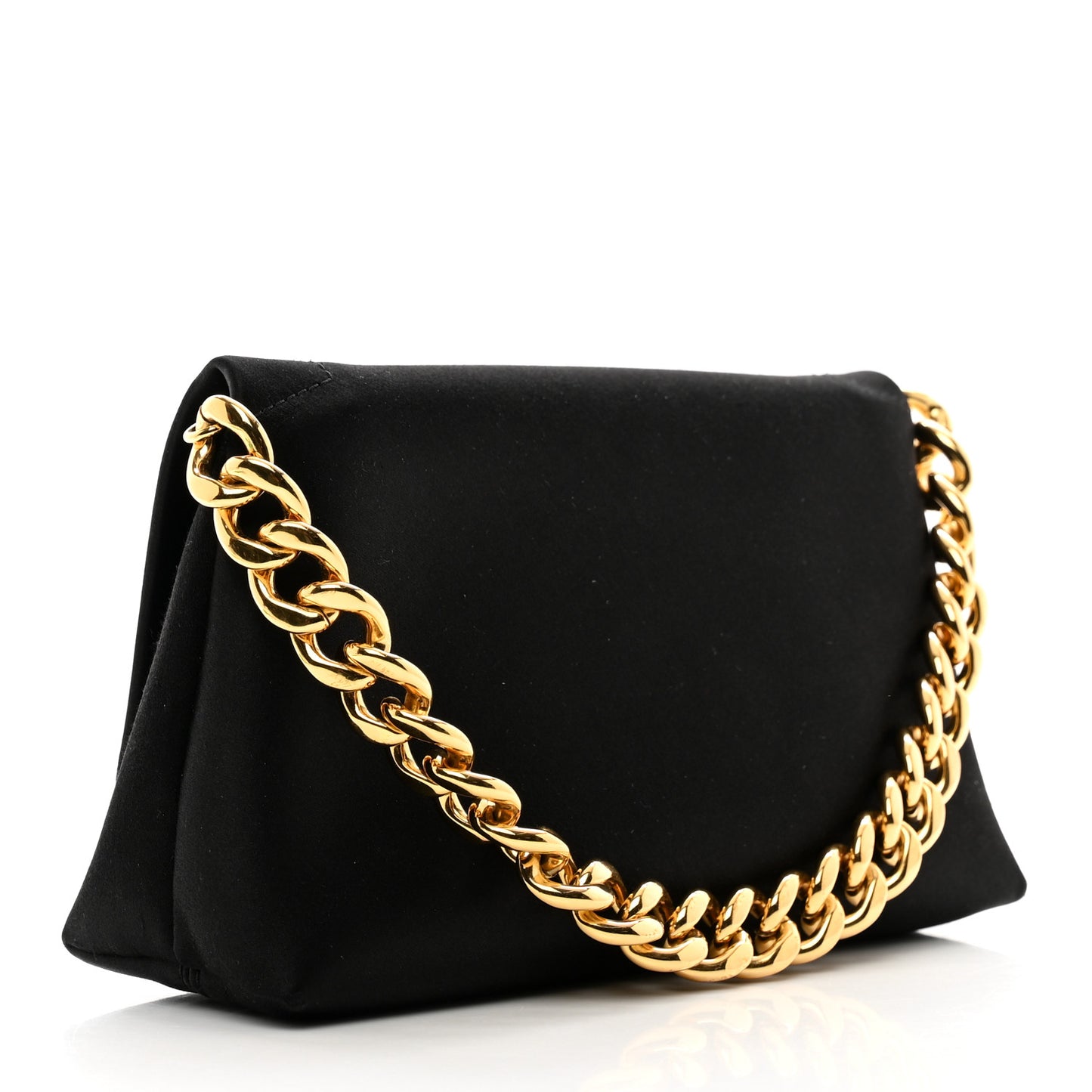 Satin Mini Label Chain Shoulder Bag Black